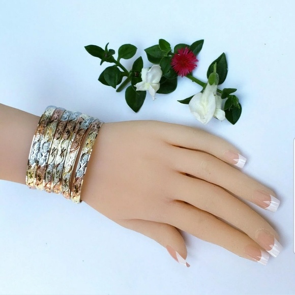 7 Bracelets set gold plated. Tricolor. Semanario. - Picture 2 of 8